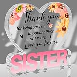 Best Sister Ever Gift for Friends, Birthday Appreciation Gifts for Sisters Besties, Friendship Plaque Keepsake, Sister Love You Forever Sign Plaque for Desk Table Shelf Decorations