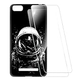 ESCAMOT Bedruckte Hülle + 2 Glas Schutzfolie Kompatibel mit Xiaomi Mi 4C, Stoßfeste Weiche Cover & HD Klare Tempered Glass Folie (Astronaut)