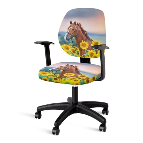 Xoenoiee Pferd und Sonnenblume Muster Büro Schreibtisch Stuhl Abdeckungen Polyester Sitzbezüge Dehnbar Schützende Computer Stuhl Abdeckungen 2 Stück Set mit Rückenlehne Abdeckung Xoenoiee Pferd und Sonnenblume Muster Büro Schreibtisch Stuhl Abdeckungen Polyester Sitzbezüge Dehnbar Schützende Computer Stuhl Abdeckungen 2 Stück Set mit Rückenlehne Abdeckung