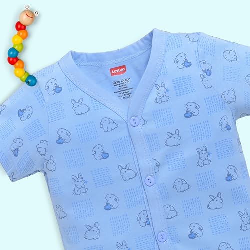 Image of LuvLap Baby Girls Regular Fit 100% Cotton Half Sleeves Girls Jhabla Shirt Pack of 4