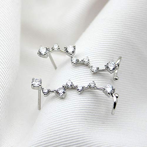 7 Crystals Ear Cuffs Hoop Climber S925 Sterling Silver Earrings Hypoallergenic Earring #TOP3