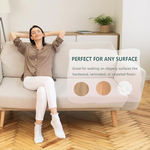 Image of Pilates Socks for Women Non Slip, Cotton Crew Grippy Yoga Socks with Grips for Maternity Hospital Workout, 3 Pairs