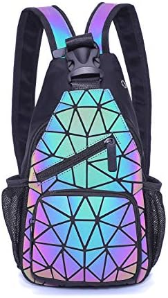 Geometric Luminous Backpacks Holographic Reflective Bag Lumikay Purse Irredescent Crossbody Bag Prism Sling Bag for Women Men NO.1