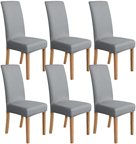Amazon Basics Stretch Dining Chair Slipcover, Jacquard Diamond Lattice, Set of 4, Dark Grey