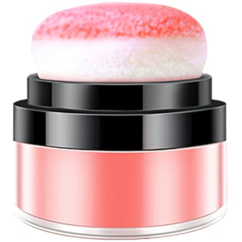 MERRYHAPY Polvo Suelto en Almohadilla Natural para Mejillas Tono Coral Suave 1 Polvo Suelto con Borla Maquillaje Mineral Compacto para Control de Grasa y Unificación de Tono Uso Diario