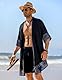 COOFANDY Herren Cardigan Long Length Leichter Poncho-Umhang vorne offen Cape Coat Large Schwarz
