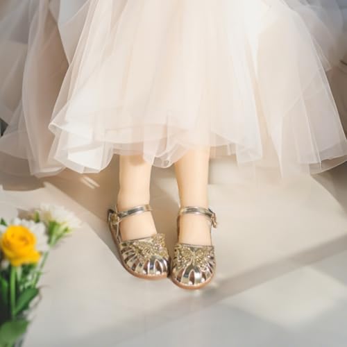Image of THEE BRON Toddler Girls Closed-Toe Sandals Sweet Retro Cutout Summer Dress Shoes