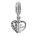 ANGEMIEL 925 Sterling Silver I Love You to The Moon & Back Heart Dangle Openwork Charms Bead for European Snake Chain Bracelets