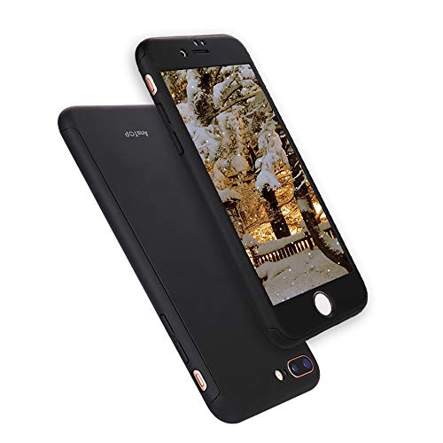 iPhone 8 Plus / 7 Plus Case, AnsTOP Thin 360 Full Body Case Coverage Protective Dual Layer [Matte Finish] iPhone Hard Case with Tempered Glass Screen Protector For iPhone 8 Plus / 7 Plus(Black)
