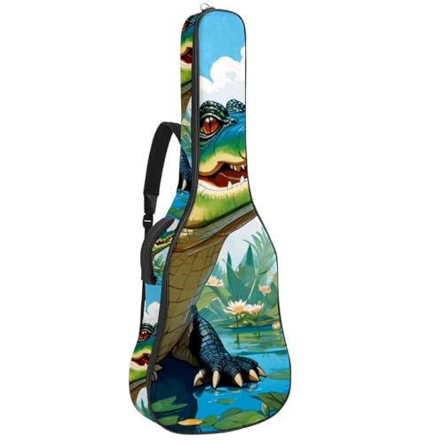 Housse de guitare étanche à motif crocodile et fleurs pour transport sécurisé