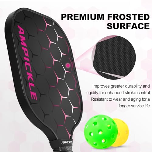 Image of Pickle Ball Paddle,Fiberglass Pickleball Paddles Set,Frosted Surface Pickleball Rackets, USAPA Standards,Oversized Sweet Spot Pickle Ball Paddle for Indoor Outdoor (B-2Honeycomb Red)