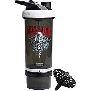 Smartshake Revive Motley Crue Protein Shake Bottles 750ml – Protein Shaker Bottle with Storage Compartment – Shaker Cups for Protein Shakes + Powder, Rock Band Collection