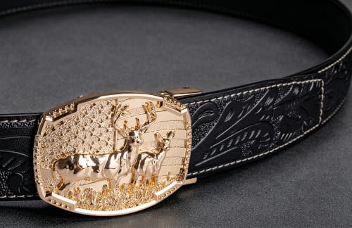 Image of Dubulle Mens Ratchet Belt Gold Click Buckle Adjustable Leather Belts