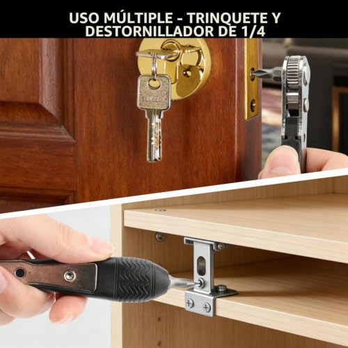 Miniatura 4 de Juego De Mini Trinquete, Llave De Trinquete Pequeña De 36 Dientes, Trinquete Destornillador De Ángulo Recto Para Espacios Reducidos, Con Phillips, Ranurado, Hexagonal, Cuadrado Y Adaptador Para