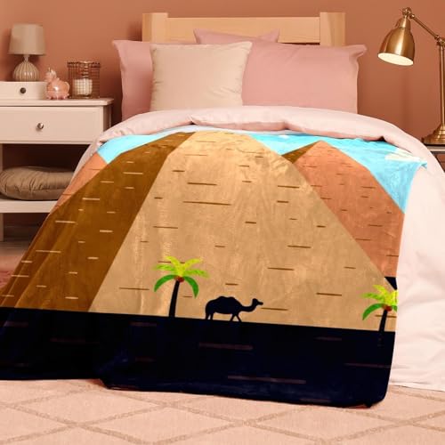 Couverture microfibre chaude et douce imprimé Égypte grand plaid de canapé isolant - 8