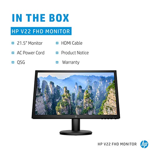 Hp V22 Fhd Monitor | 21.5-Inch Diagonal Fhd Computer Monitor With Tn Panel And Blue Light Settings | Hp Monitor With Tiltable Screen Hdmi And Vga Port | (9Sv78Aa#Aba) (Renewed) #TOP2