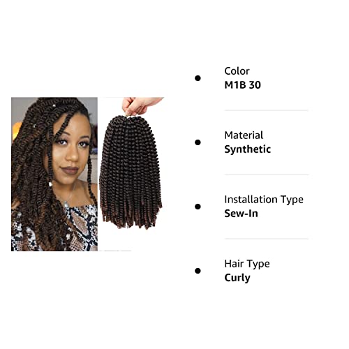 12 Inch Spring Twist Crochet Braids Hair For Butterfly Locs Bomb Twist Crochet Hair Beyond Beauty Ombre Colors Synthetic Fluffy Hair Extension 3 Packs (12 Inch, M1B 30) #TOP6