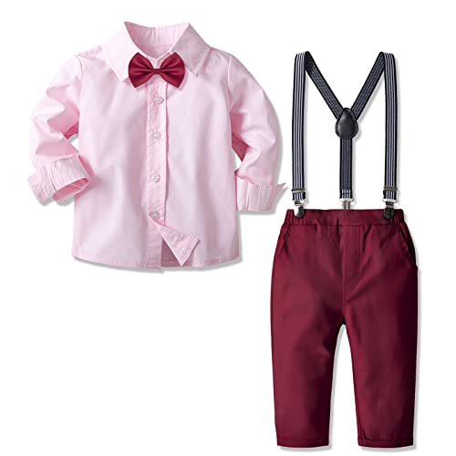 Nwada Toddler Boys Gentleman Costumes Enfants Robe Vêtements Outfit 4 pièces Jarretelles Pantalons Ensembles pour Tenue de Cérémonie de Bébé