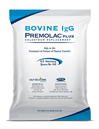 Premolac Bovine Immunoglobulins (IgG) Plus Milk Replacement Powder – Colostrum Replacer Supplement Powder for Calves & Newborn Livestock – Proven & Safe Formula - USDA Licensed 