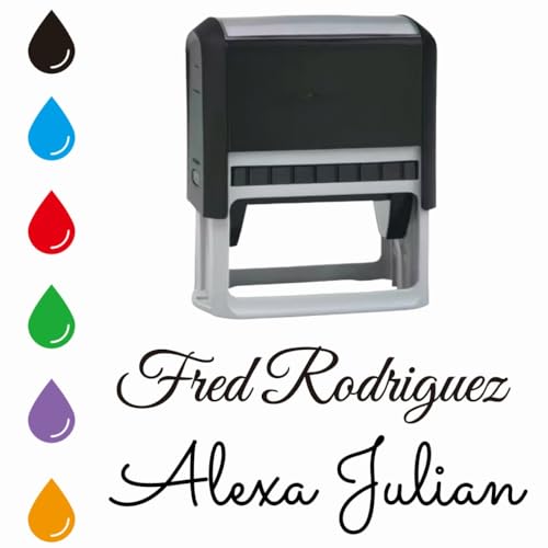 Custom Rubber Stamp Self-Inking Signature Stamp Personalized Name/Initials Design Multi-Size & Colors Options,Use for Home, Office and Business(Self-Inking Signature Stamp)