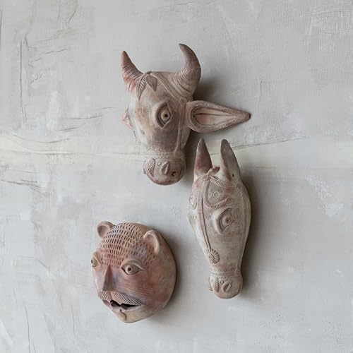 Creative Co-Op Handmade Terra-cotta Tiger Head Wall Décor, Whitewashed by Creative Co-Op - Image 6