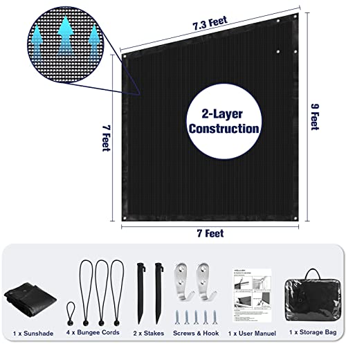Paulinn Rv Awning Side Sunshade Screen 9' X 7', Black Mesh Screen For Uv Blocker And Privacy, Complete Camper Awning Side Shade Screen Kit For Motorhome Camping Trailer Canopy thumb #5