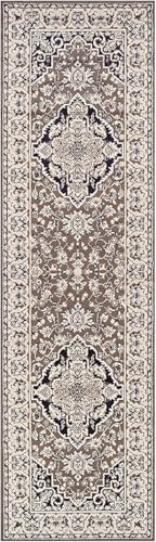 SUPERIOR Glendale Indoor Runner Rug, Floral Medallion, 2'7"x8', Brown
