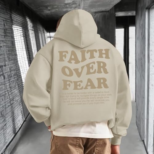Faith Over Fear Hoodie Men Christian Jesus Sweatshirts Bible Verse Graphic Hoodies Inspirational Streetwear Pullover3