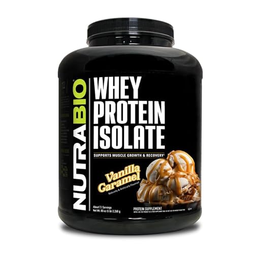 NutraBio Whey Protein Powder Isolate Supplement – 25g of Protein Per Scoop with Complete Amino Acid Profile – Soy and Gluten Free Protein Powder – Zero Fillers and Non-GMO – Vanilla Caramel – 5 Lbs.