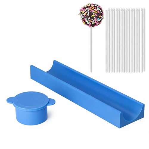 Blue Cake Pop Mould Set with Round Dessert Mould & Tray Easy Release Silicone Cake Pop Maker Kit Cake Pop Cutter & Cake Form Kit for DIY Cake Pops Chocolate Candy Making Home Kitchen Baking