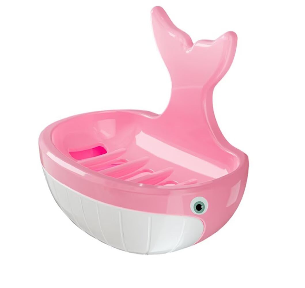 Cute Whale Design, Soap Dish Soap Holder Suction Cup Powerful Vacuum Suction, Strong Sponge Holder for Shower, Bathroom, Tub and Kitchen Sink,