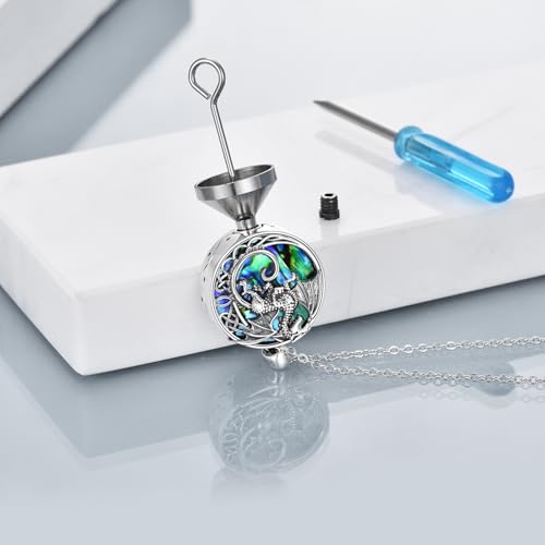ONEFINITY Dragon Urn Necklace for Ashes Sterling Silver Dragon Cremation Jewelry for Ashes Abalone Shell Dragon Memory Jewelry for Women Men3