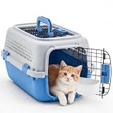 DUMOS 23' Hard-Sided Pet Carrier for Small Pets, 2 Door Cat Carrier - Blue