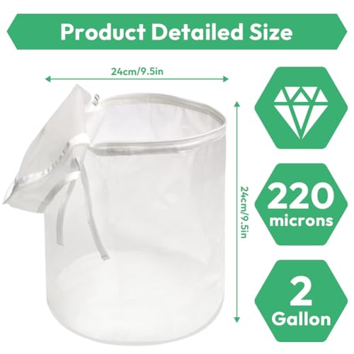 Bubble Bag 2 Gallone 220 : Mikron,stabil,luftdicht,auslaufsicher,Filterbeutel Essenz Extraction Beutel Kit,für Kaffee,Bierbrauen und ätherische Öle,Kräuterextraktion (2 Gallonen : 220 Mikron)