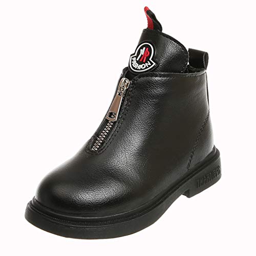 UNBRUVO Children Kid Baby Girls Boys Boots Ankle Sport Zip Short Bootie Casual Shoes Black