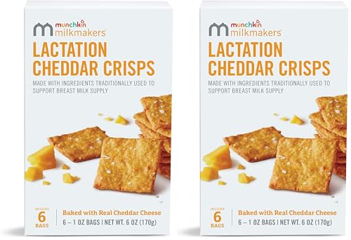 Image of Munchkin® Milkmakers® Lactation Cheddar Crisps for Breastfeeding Moms with Oats and Flax, 6 Count (Pack of 2)