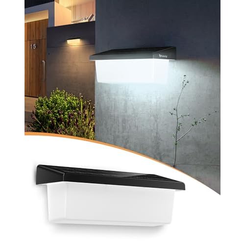 Solar Wall Lights, Dual Color Solar Porch Lights Fence Lights Outdoor, Dusk to Dawn Sconce IP65 Waterproof, Adjustable Brightness, for Door, Garage, Backyard, House Number (2 Pack)