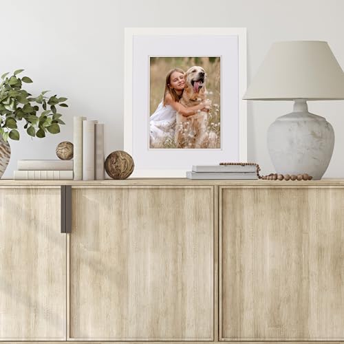 Gallery Solutions - 16\"x20\" Wall Mount/Tabletop Picture Frame - Double Mat - Matted to 11\"x14\" -White - Versatile Display Option for Your Cherished Memories - Rectangular Tabletop - White Poster Frame - Thumbnail 6