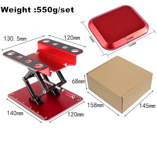 RC Work Stand,RC Repair Workstation Lift Lower with Screw Tray for 1/8 1/10 1/12 TRX4 Axial Redcat Losi RC Crawler Car Truck, Aluminum 360&deg; Rotating Repair Station with Lift Lower Height Platform