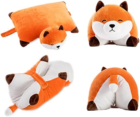 15'' Cute Pillow Plush Stuffed Animals Toys, Soft Fox Stuffed Animal Plush Kawaii Plushies Collapsible Cushion Hugging Comfy Plush Pillow Birthday Nursery Birthday DéCor for Girls Boys