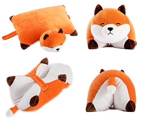 15'' Cute Pillow Plush Stuffed Animals Toys, Soft Fox Stuffed Animal Plush Kawaii Plushies Collapsible Cushion Hugging Comfy Plush Pillow Birthday Nursery Birthday Décor For Girls Boys #TOP3
