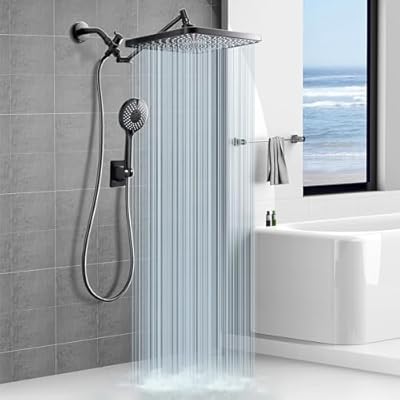 Jafeton 12.2" Premium Rainfall Shower Head with Handheld Combo, High Pressure Large Rain Overhead Showerhead | 4 Water Spray Handheld Modes | Adjustable Dual Showerheads | Anti-Clog Nozzles | Air-in