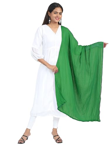 Image of Miraan Solid Pure Cotton Dupatta with Pom Pom Border, 2.25 meters length (DUPCOTTON)