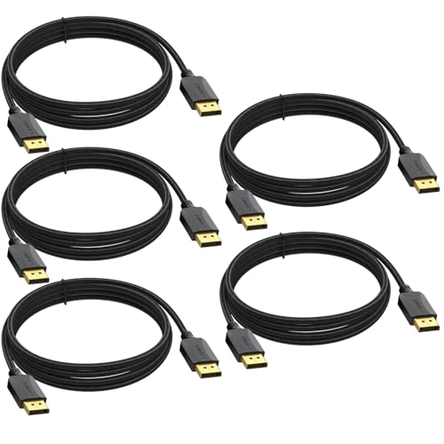 DisplayPort Cable 10FT 5-Pack, 4K@60Hz, 2K@165Hz/144Hz