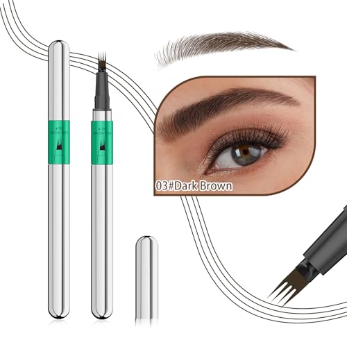 Catlinez Lápiz de cejas resistente al agua, Four-claw nib, Microblading, Duradero, Lapiz Cejas Waterproof, Crea cejas de aspecto natural sin esfuerzo (Marrón oscuro) - imagen 2