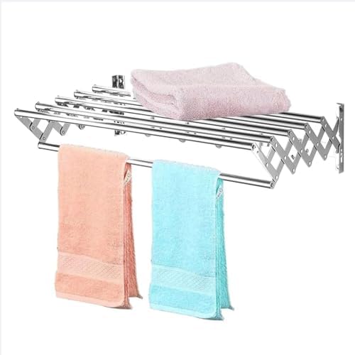 Stainless Steel Clothes Airer Towel Rack Foldable Extendable Wall Dryer Rack for Indoor/Outdoor Space Saving(Size:80CM)