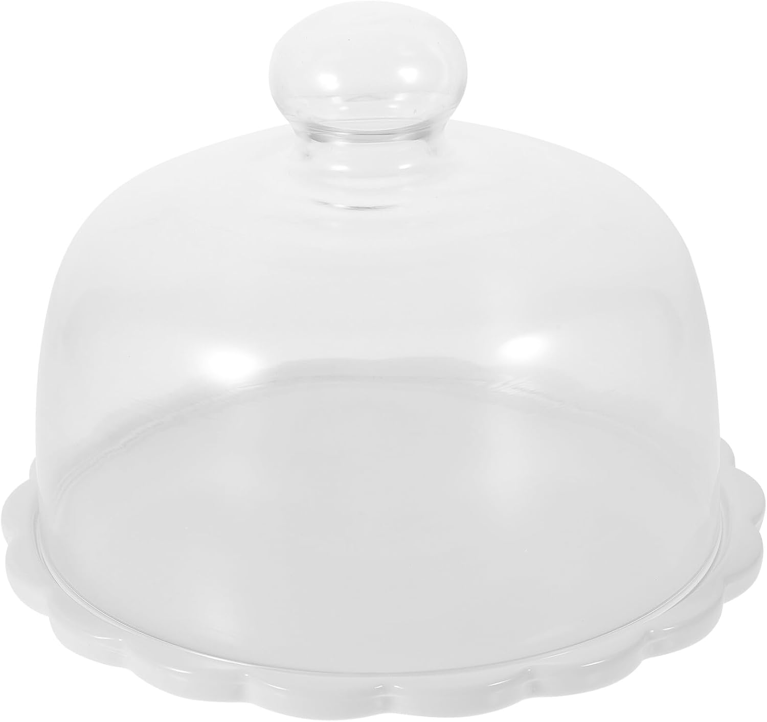 Kichvoe Glass Cake Dome Cover with White Plate, Protective Dessert Display Stand, Fresh-keeping Food Snack Cover for Home and Party Serving