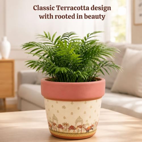 Image of Urban Upvan Decorative Terracotta Baby Pink Multi-Shades Planter Pot for Home & Garden | Indoor Outdoor Flower Pot for Balcony, Living Room, Office & Table Decor (Pack of 1)