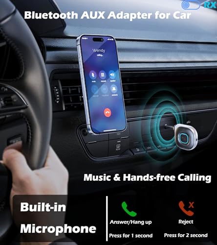 KAIY Bluetooth 5.3 Transmitter Receiver, AUX to Bluetooth for Car Music/Handsfree Calling, Airplane Bluetooth Adapter, Bluetooth Transmitter for TV PC Headphones, Bluetooth Receiver for Home Stereo - Thumbnail 2