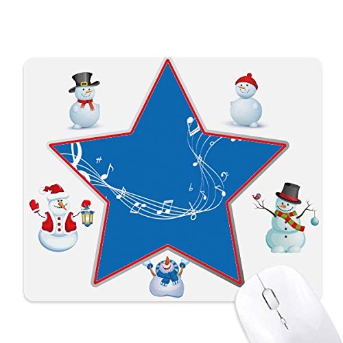 Tapis de souris bleu le bonhomme de neige étoile pour un bureau d'hiver cosy